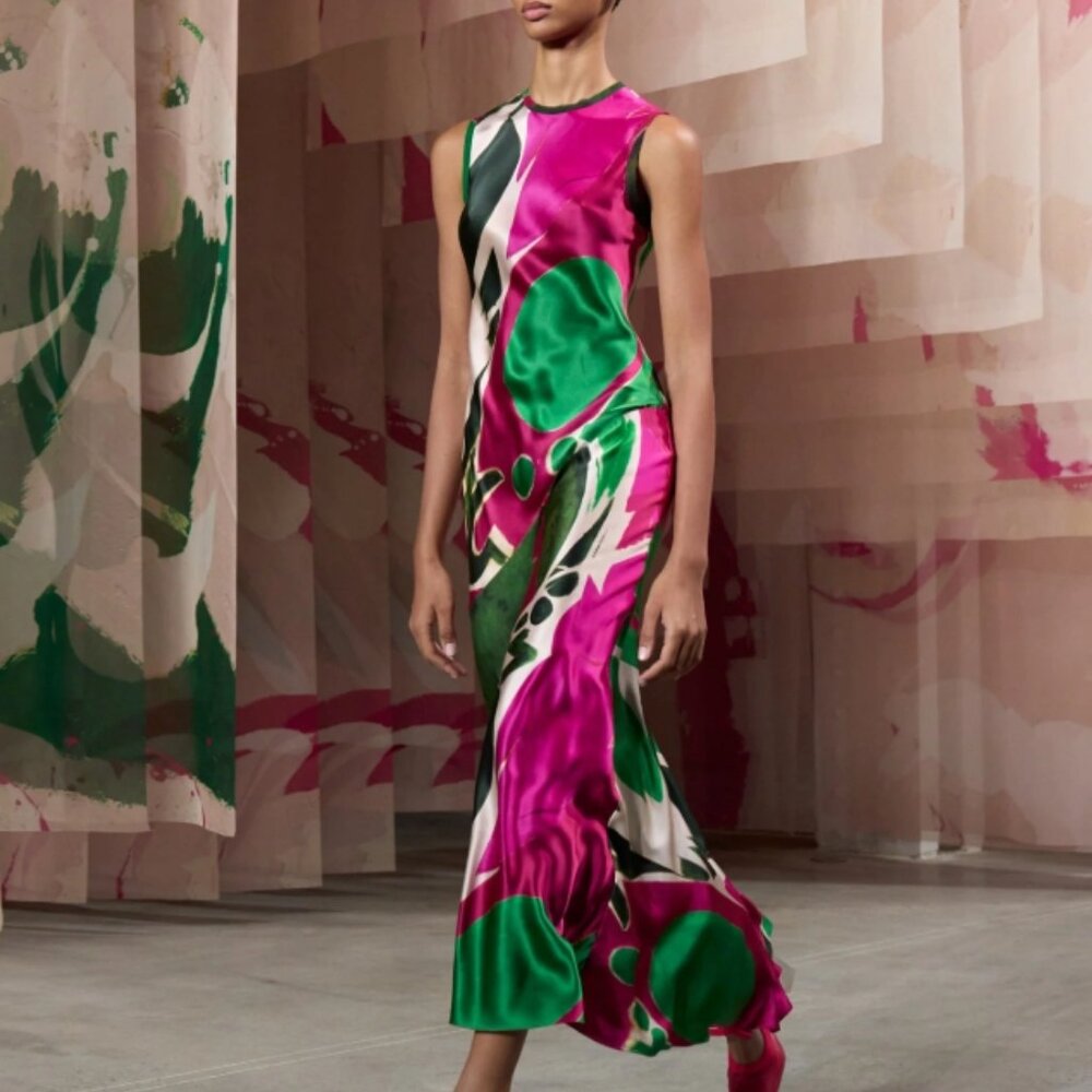 NWT ULLA JOHNSON Gaea Sleeveless Silk Midi Dress in Palingenesis XS $1,090